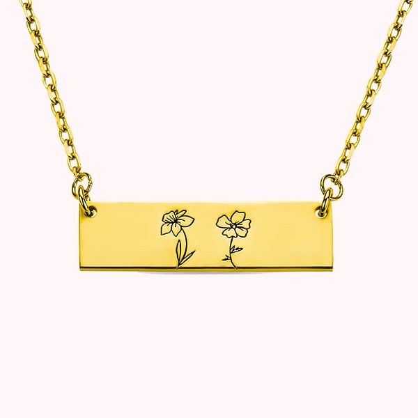 Birth Month Flower Mother's Family Bar Necklace