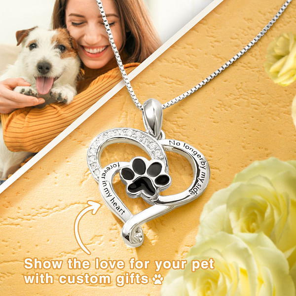 Pet Paw Print Love Heart Necklace | Callie