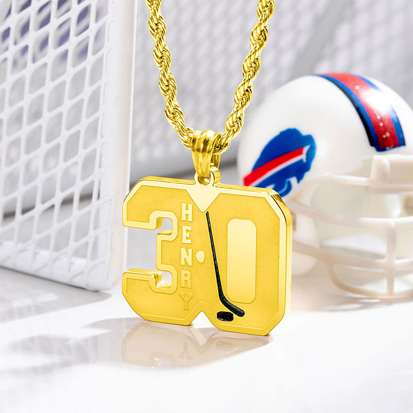 Customize Lucky Number & Name Ice Hockey Necklace