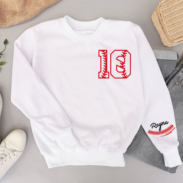 Personalized Baseball Jersey Sweatshirt with Name and Number Game Day Birthday Gift for Baseball Lovers