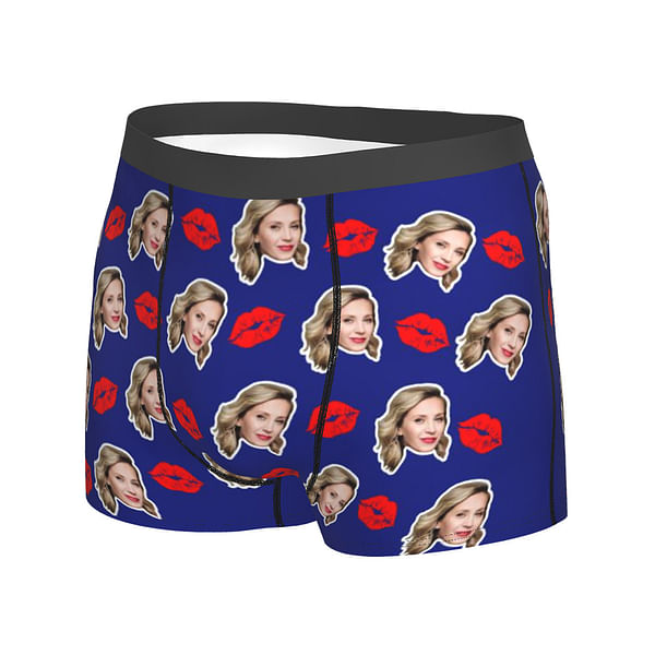 Personalized Funny Face Men's Boxers with Kiss Gift for Him