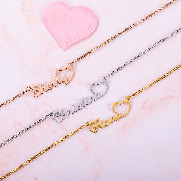 Personalized Name Necklace with Heart Charm