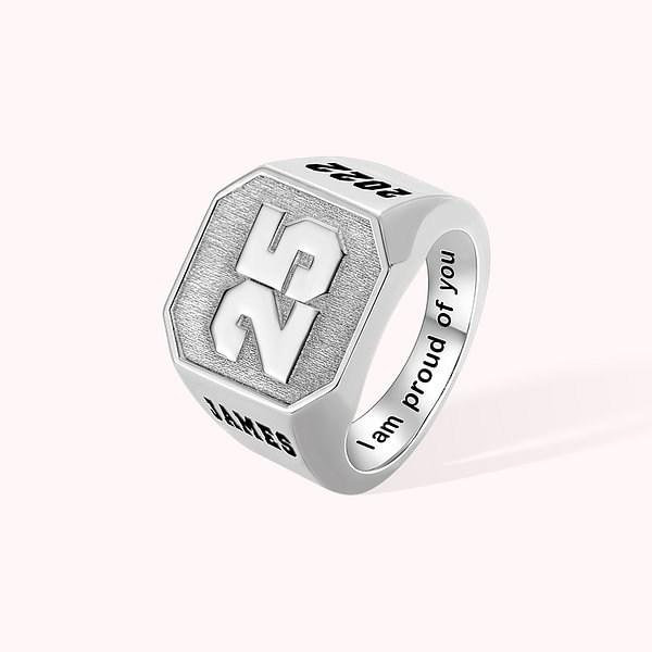 Personalized Signet Ring with Team Number Basketball Baseball Football Ring Sport Jewelry Birthday Gift for Sports Enthusiasts