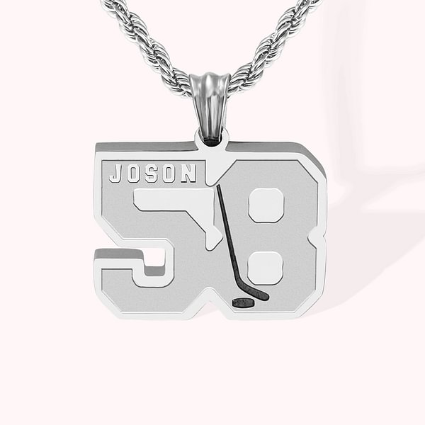 Customize Lucky Number & Name Ice Hockey Necklace