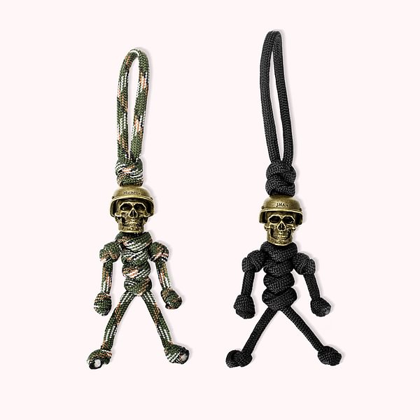 Personalized Abrasion Resistant Braided Skull Pendant Keychain