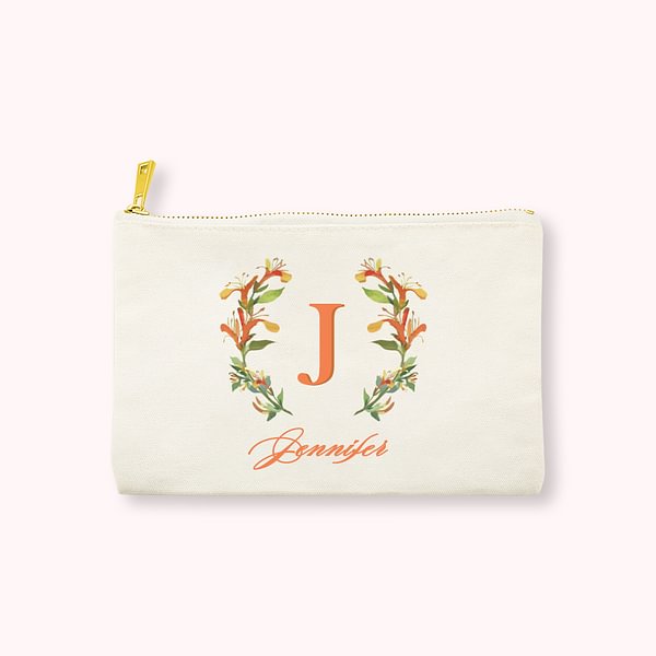 Personalized Make up Bag with Birth Flower and Name