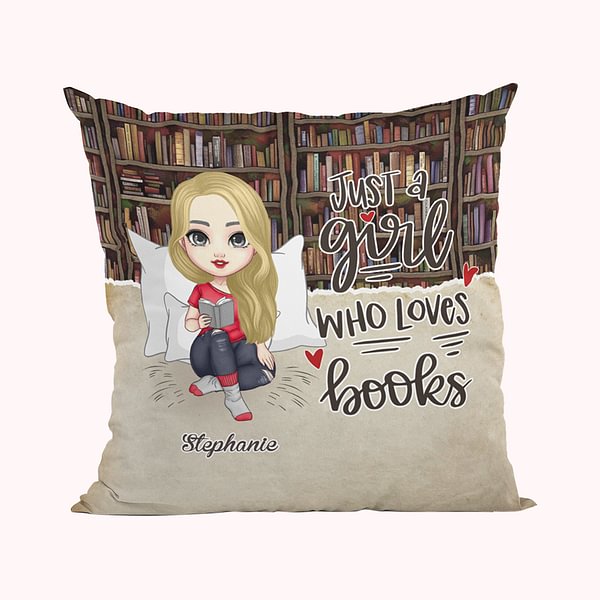 Personalized Reading Vintage Girl Throw Pillow Cover Just a Girl Who Loves Books Cushion Cover Decorate Home for Readers Bookworm  Gift