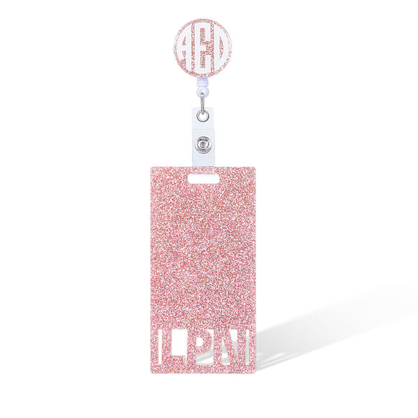 Personalized Retractable Glitter ID Badge Reel and Badge Buddy