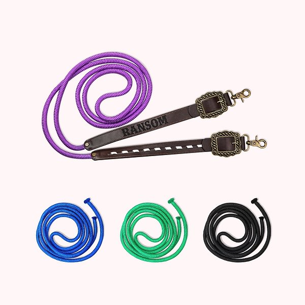 Personalized Retro Style Leather Horse Rope Reins with Name for Friend or Family Pet Lovers