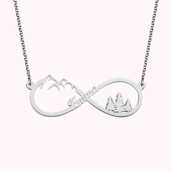 Mountain Infinity Name Necklace for Outdoor Lover