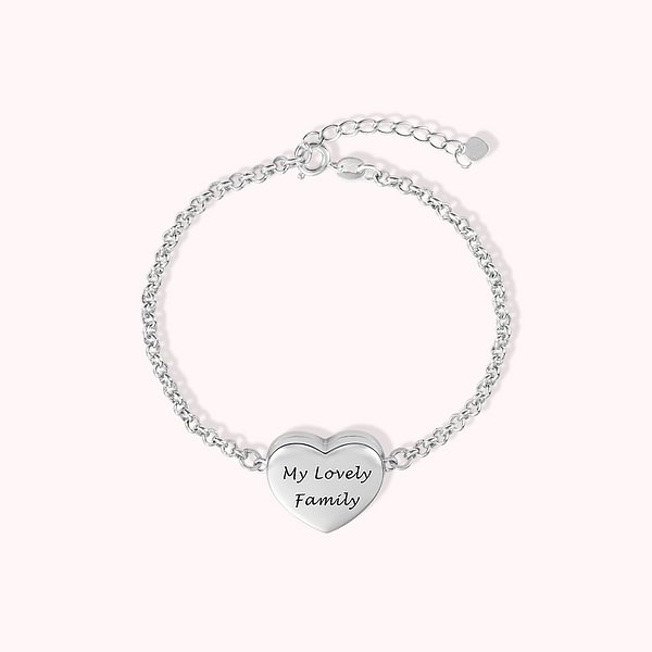 Engraved Heart Photo Locket Bracelet