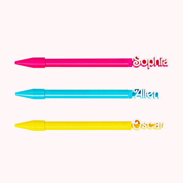 Personalized Multi-Color 3D Printed Retro Dolly Font Name Pen 0.5mm Set of 2 Back to School Gift for Student Classmate Teacher