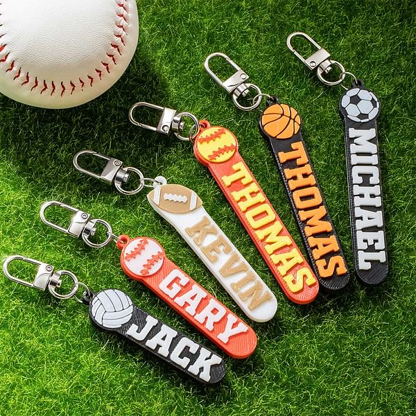 Personalized 3D Printed Sports Ball Keychain Name Tag