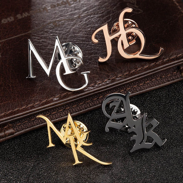 Personalized Initials Lapel Pin Brooch Suit Accessory Wedding Anniversary Gift for Groom Best Man