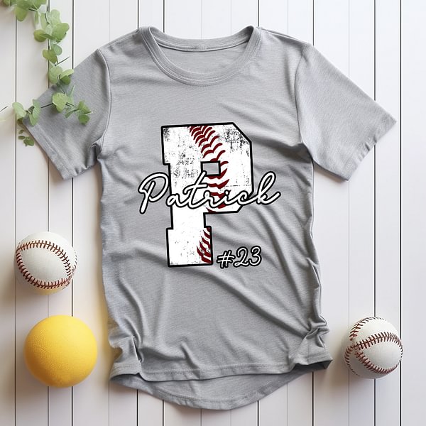 Personalized Baseball Basketball Soccer Volleyball Softball T-Shirt with Number and Name Gift for Sport Lover