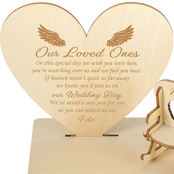 Custom Table Top Plaque centerpiece with Empty Chairs