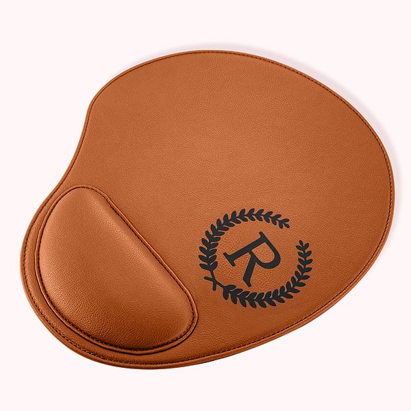 Personalized Leather Mouse Pad with Wrist Rest