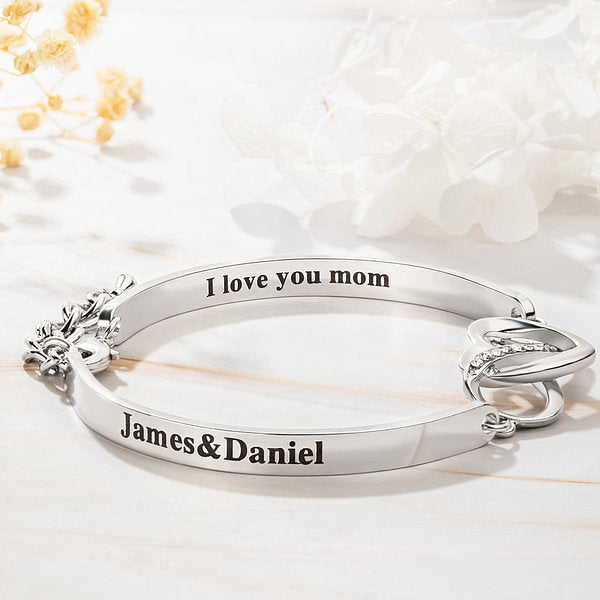 Personalized Infinity Heart Bracelet with Name Anniversary Mother's Day Gift for Mom Grandma