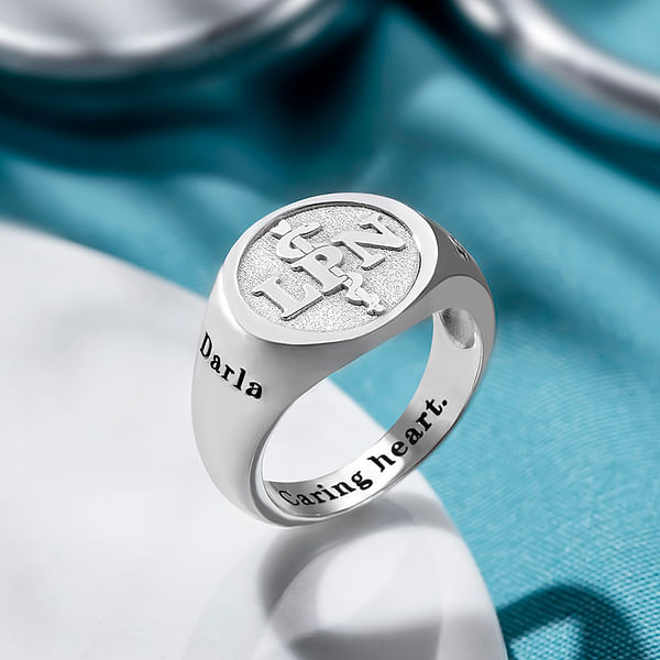 Custom Medical Symbol Signet Rings in Sterling Silver