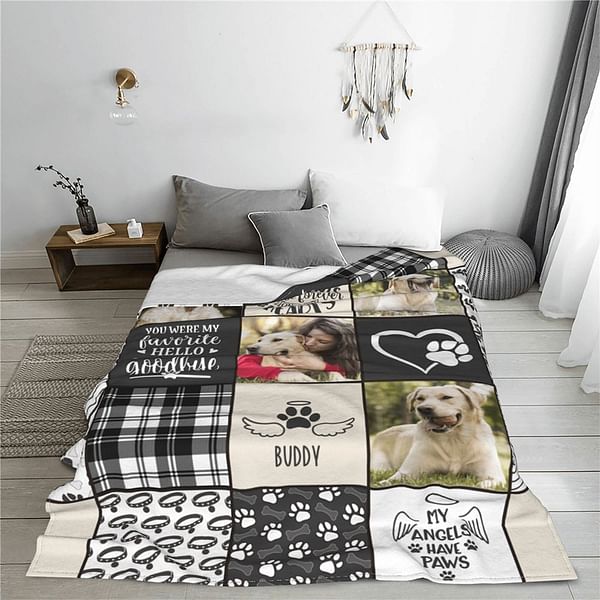 Personalized Pet Dog Cat Blanket with Photos and Name Christmas Gift for Pet Lover