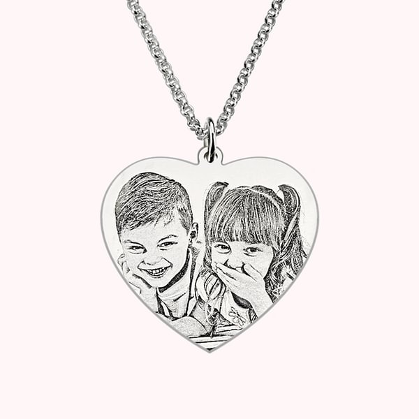 Engraved Heart Photo Necklace