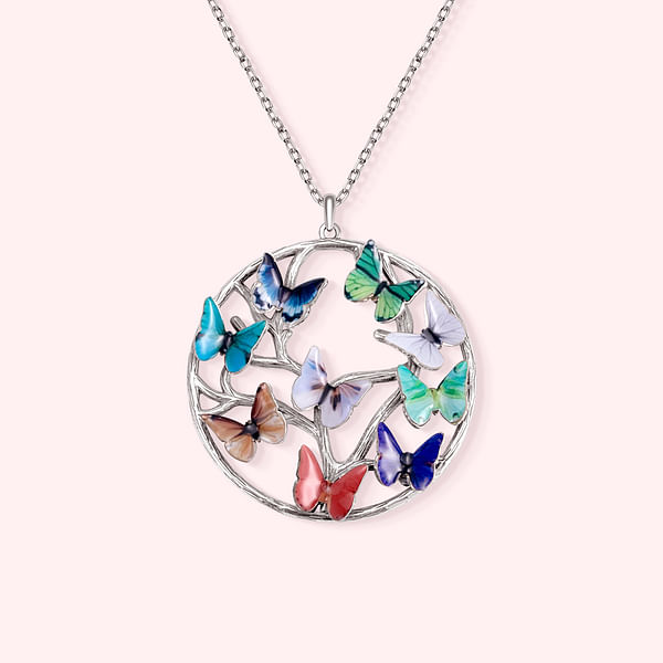 Mom or Grandma Family Birthstone Butterfly Necklace