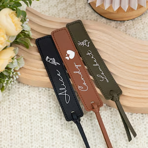 Personalized Leather Bookmark, Custom Bookmark with Name & Symbol, 3 Year Leather Anniversary, Gift for Reader, Back to School Gift,Birthday