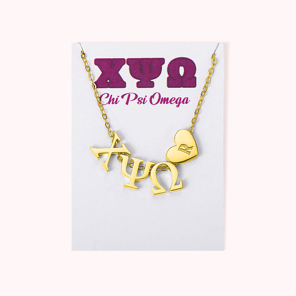 Personalized Sorority Greek Letters Necklace with Engraved Heart Charm and Card College Graduation Gift for Friends Girls