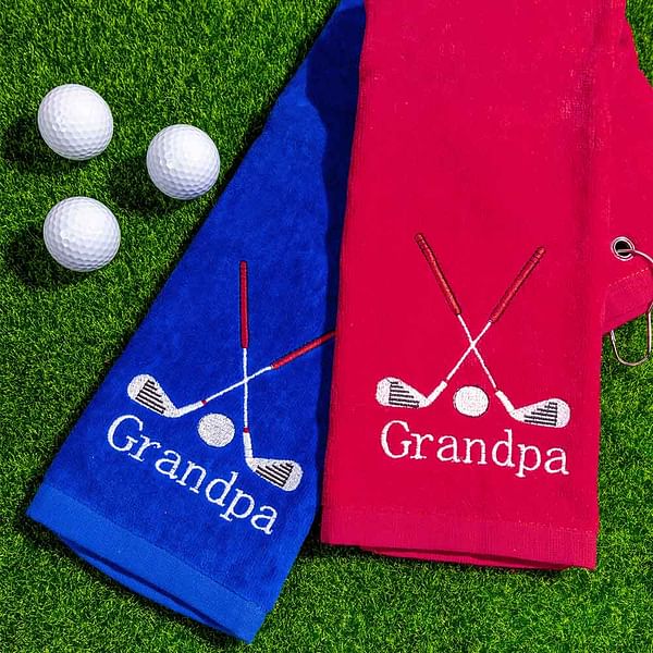 Personalized Colorful Embroidered Name Golf Towel with Clip Christmas Retirement Golf Accessories Gift for Men Women Golf Fans