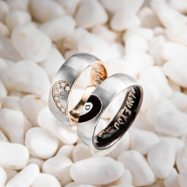 I Love You Initial Rings Set for Couples