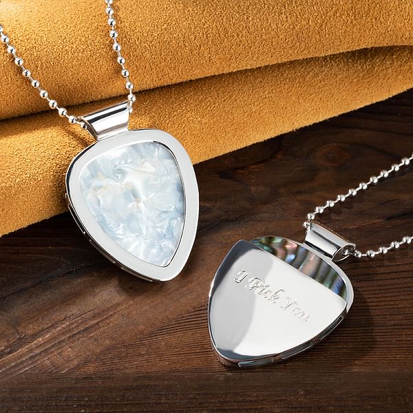 Personalized Removable Guitar Pick Holder Pendant Necklace with Engraved Text Additional 3 Guitar Picks Birthday Gift for Guitar Lover