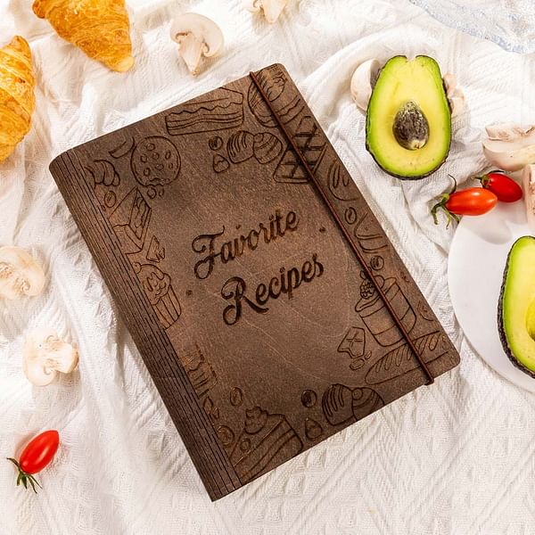 Personalized Wooden Blank Recipe Book Food Cook Book Journal Birthday Christmas Gift for Family Friend Cook Lover