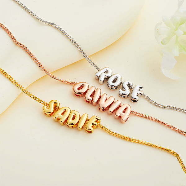 Personalized 3D Bubble Letter Necklace Minimalist Initial Name Jewelry Birthday Mother's Day Gift for Her