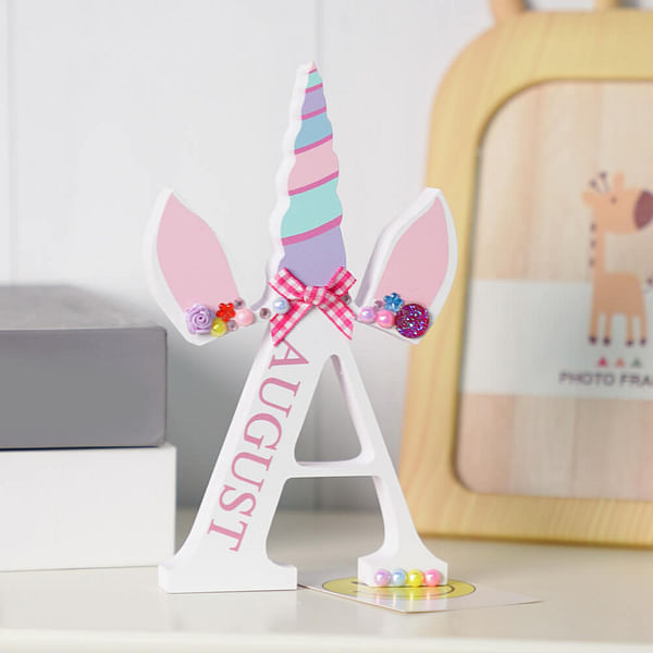 Personalized Unicorn Style Wooden Letter with Name Bedroom Decor Gift for Kids