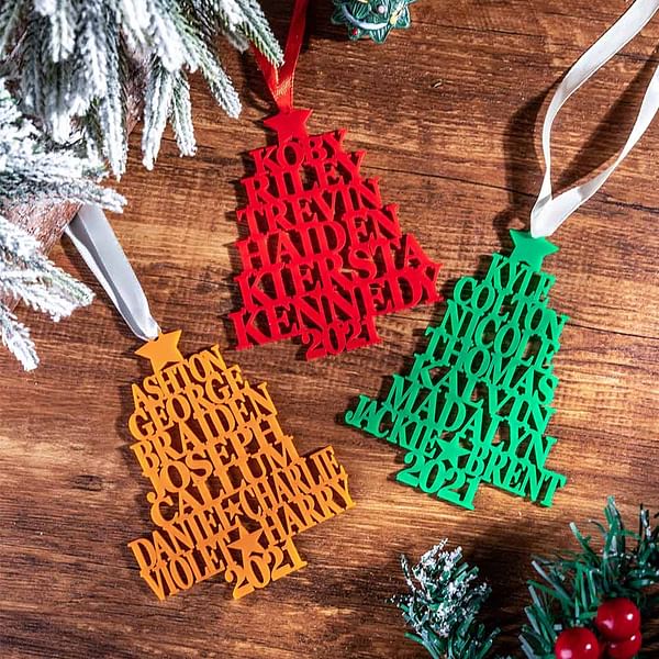 Personalized Family Name Tree Christmas Hanging Ornament