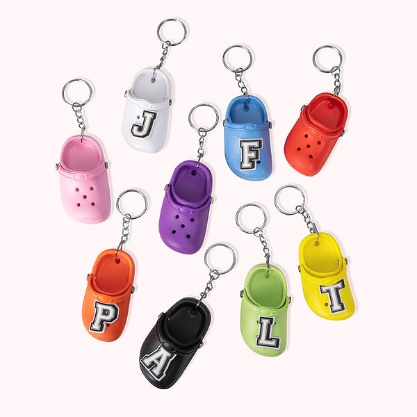 Personalized Pair of Silicone Slipper Keychain with Initial for Boyfriend Girlfriend or Family