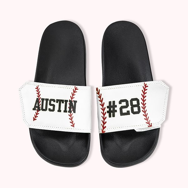 Personalized Name & Number Ball Sports Slides Sandals