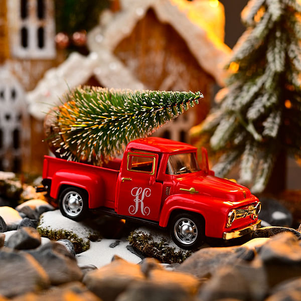 Personalized Vintage Pickup Truck with Christmas Tree Farmhouse Decor