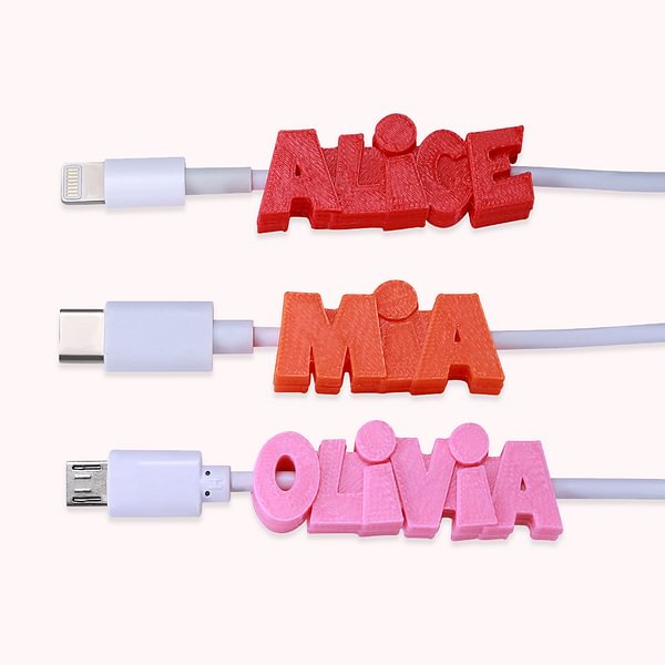 Personalized 3D Print USB Cable with Name for iPhone Micro USB Type C Christmas Gift Birthday Gift