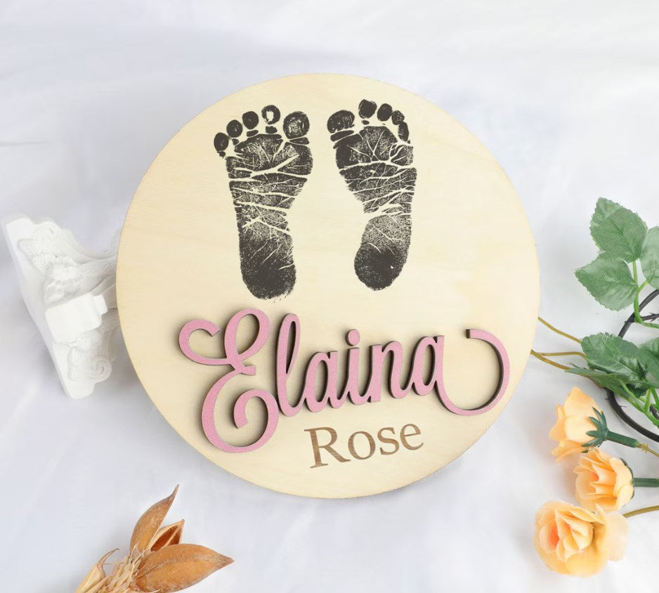 Baby Announcement Sign with Birth Stats | Footprint Sign For Newborn | Baby Name Reveal | Personalized Baby Name Sign | Sign For Hospital