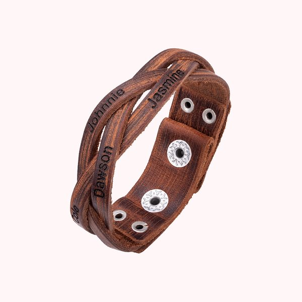 1 - 5 Names Weave Leather Mother's Bracelets