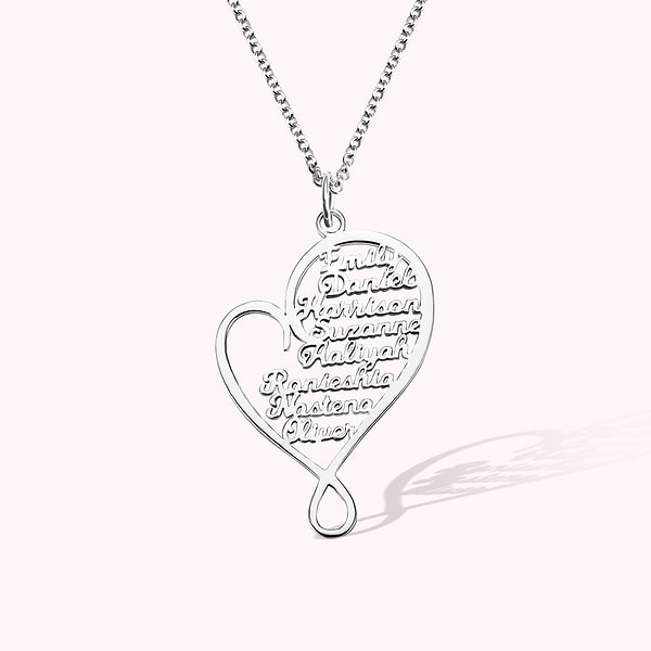 Personalized Hug and Love Heart Necklace with 1-8 Names Birthday Mother’s Day Gift for Mom Grandma