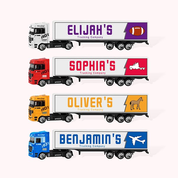 Personalized Toy Lorry Trailer Aluminium Alloy Model with Child's Name Birthday Christmas Children's Day Gift for Kids