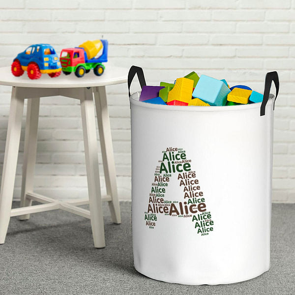 Personalized Name Toy Storage Basket Laundry Basket Waterproof Oxford Cloth with Handle Birthday Gift for Family Kid