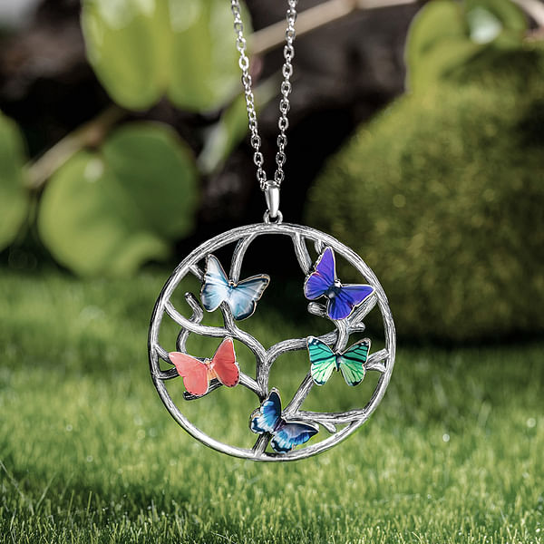 Mom or Grandma Family Birthstone Butterfly Necklace