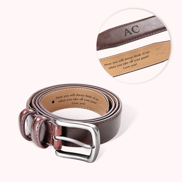 Personalized Leather Belt with Engraved Text Father's Day Anniversary Gift for Men