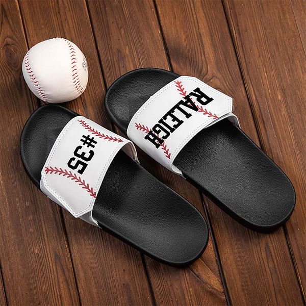 Personalized Name & Number Ball Sports Slides Sandals