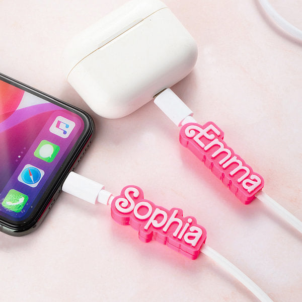 Personalized 3D Print Pink Style Name USB Cable 1.5 Meter for iPhone Micro USB Type C Christmas Birthday Gift for Friend Family Mobile Phone Accessory