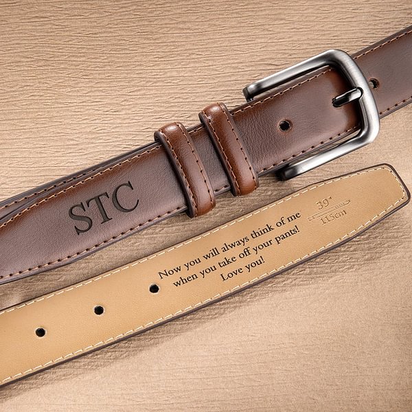 Personalized Leather Belt with Engraved Text Father's Day Anniversary Gift for Men