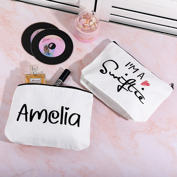 Personalized I'M A Swiftie TS Fans Name Makeup Bag Friendship Birthday Gift for Music Lover